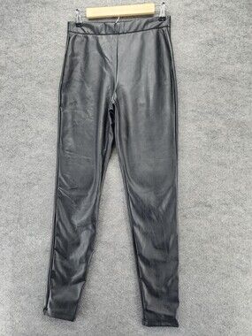 Express Pants Womens Medium Pull On Faux Leather Black High Rise